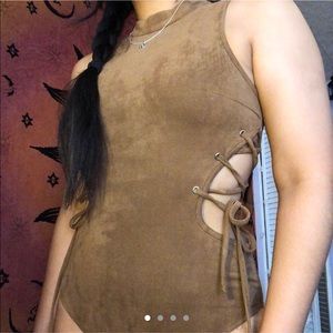 Brown velvet bodysuit